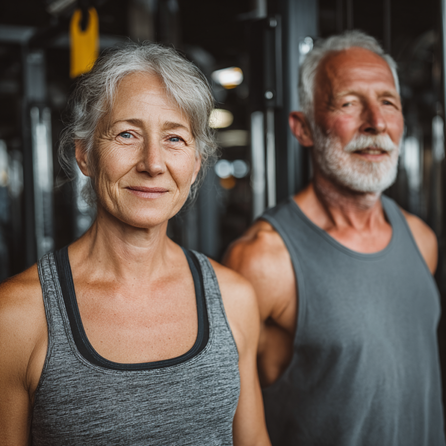 Активні люди старшого віку займаються фітнесом