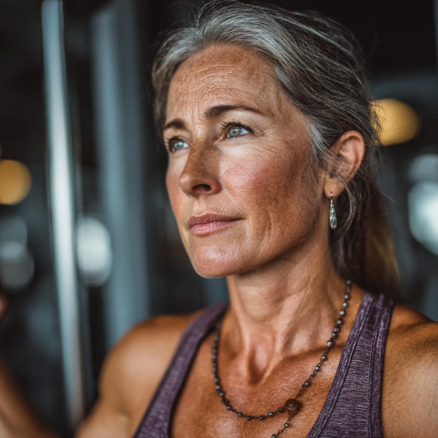 Група людей старшого віку займається йогою